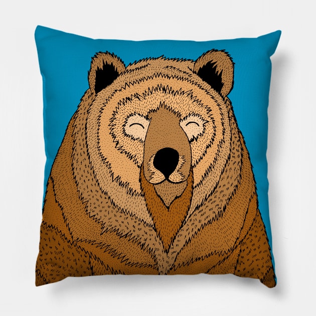 The happy bear Pillow by Swadeillustrations