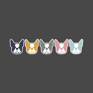 Boston Terriers in a row - multi colored Boston dogs: color series 2 - Boston Terrier gifts T-Shirt