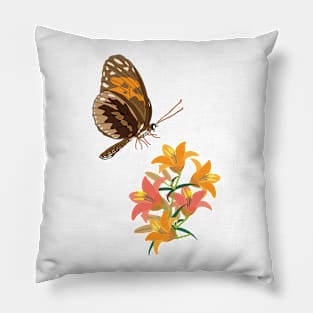 Butterfly And Lilies Pillow