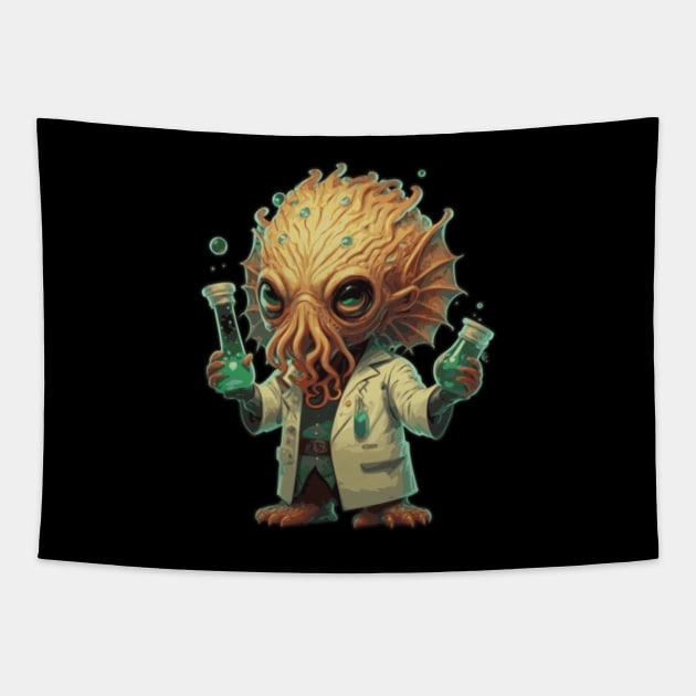 Cthulhu Scientist - cute and funny Cthulhu as a Chemist! Tapestry by InfinityTone