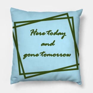 Green "Here today and gone tomorrow" Pillow