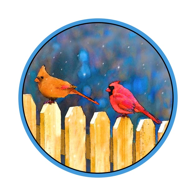 Cardinals on the Fence by Alpen Designs