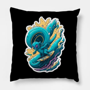 Surfing alien Pillow