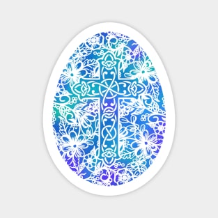 Aqua Blue Easter Egg Pysanky Style | Cherie's Art(c)2021 Magnet