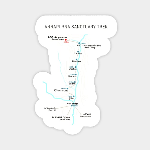 Annapurna Base Camp Trek Map Magnet by vivalarevolucio