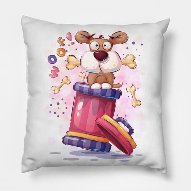 Dog with bone Pillow by NoonDesign