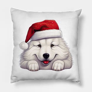 Christmas Peeking Samoyed Dog Pillow