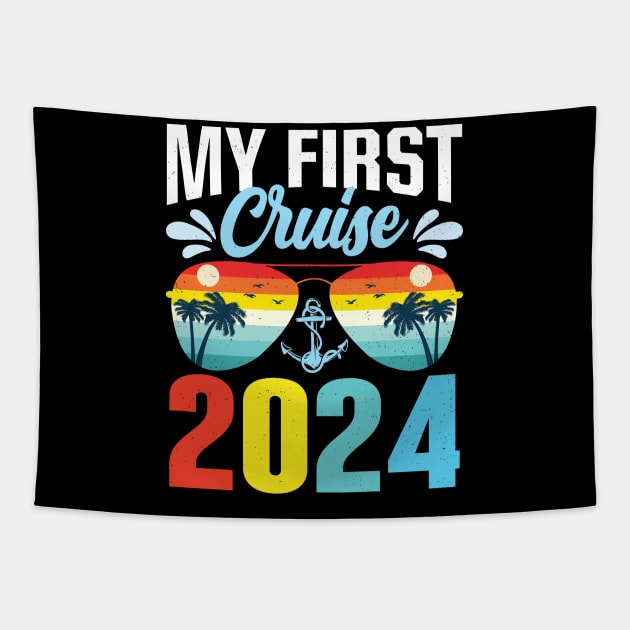 My First Cruise 2024 Vintage Crusing 2024 Tapestry by RiseInspired
