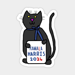 Cute Cat with Kamala Harris 2024 Sign Magnet