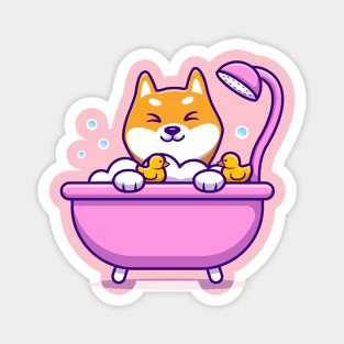 Cute Shiba Inu Bathing Magnet