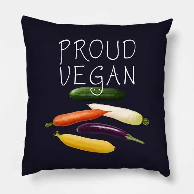 Proud Vegan Funny Design Pillow by TWOintoA