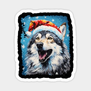 Christmas Wolf Magnet