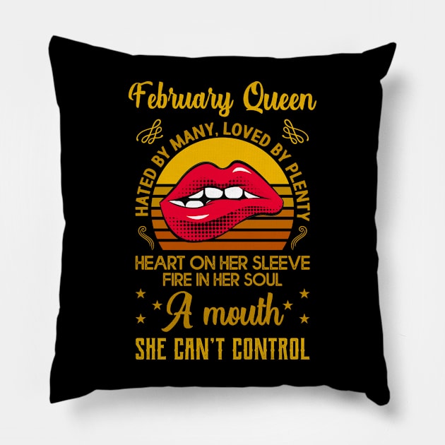 February Birthday Queen Pillow by Dojaja