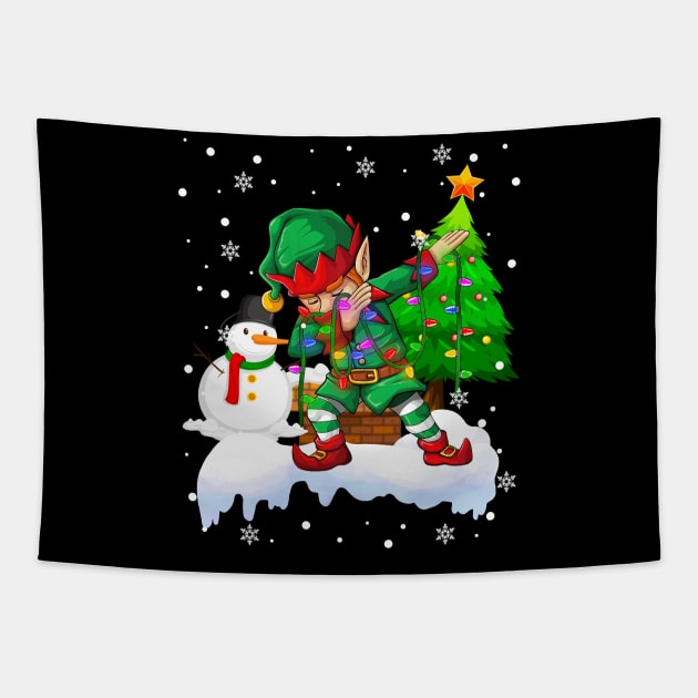 Santa Claus Dabbing Through The Snow Elf Dabbing ELF Funny Dab Dance Tapestry by springins