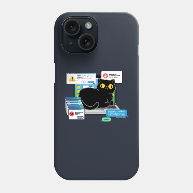 Cat on Laptop Glitch Phone Case by CTKR Studio