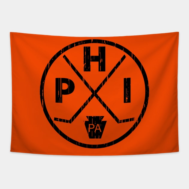 Philadelphia Hockey PHI Orange and Black Keystone State Pennsylvania Tapestry by TeeCreations