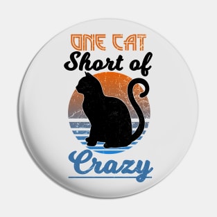 One Cat Short of Crazy- Retro distressed style Pin