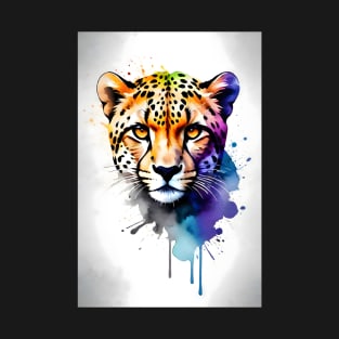 cheetah face Watercolor T-Shirt