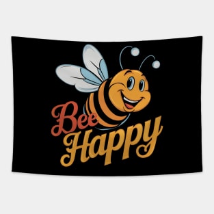 Bee Happy Vintage-Inspired Vector Design Tapestry