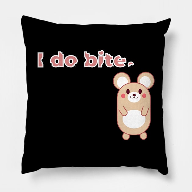 I do bite. cute 2 (White frame) Pillow by brainfog