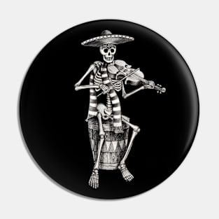 Sugar skull playing violin celebration day of the dead. Pin