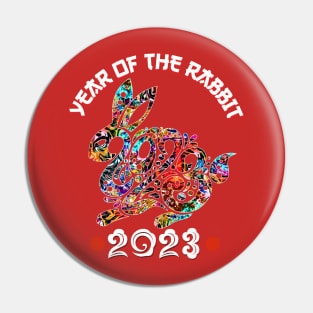 Chinese New Year 2023 Year of the Rabbit Horoscope Pop Art Pin