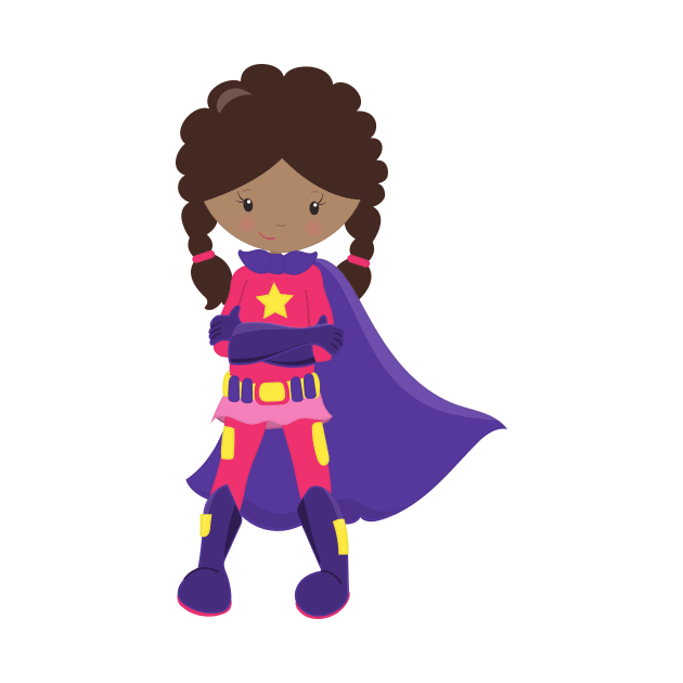 African American Girl, Superhero Girl, Cape by Jelena Dunčević