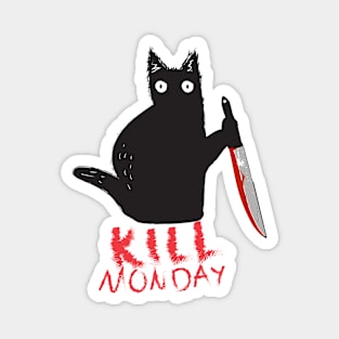 Kill Monday Funny Cat With Knife Magnet