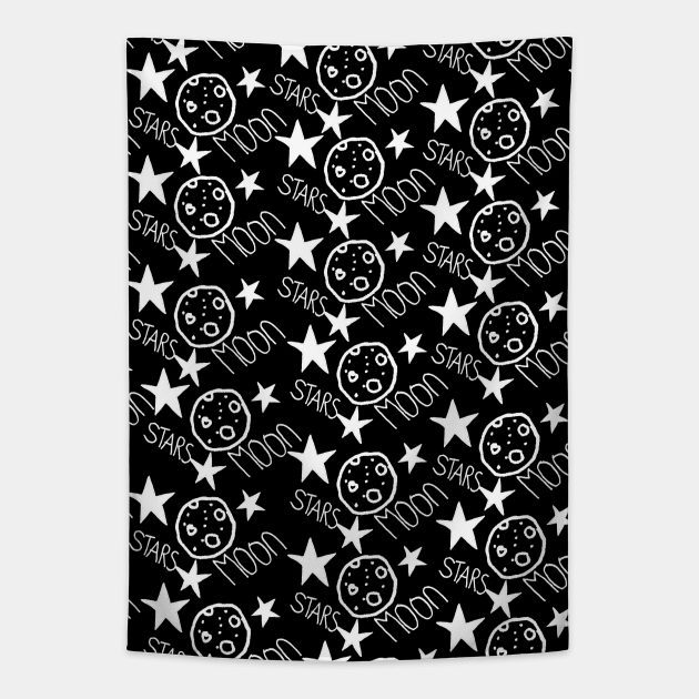 Moon and stars Tapestry by Swadeillustrations