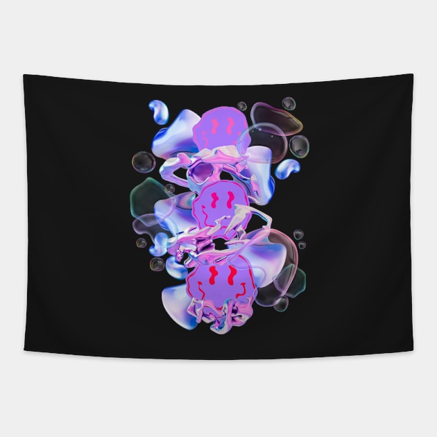 Smiley face internet bubble y2k vibe Tapestry by VantaTheArtist