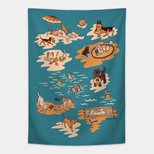 Dogs on a Beach Holiday Tapestry