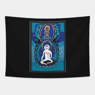 Meditating With Silver Fruits Tapestry