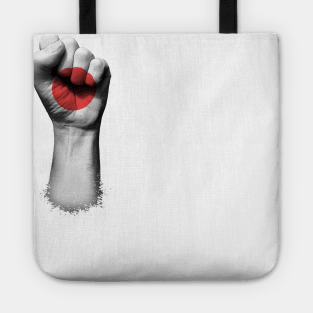 Flag of Japan on a Raised Clenched Fist Tote