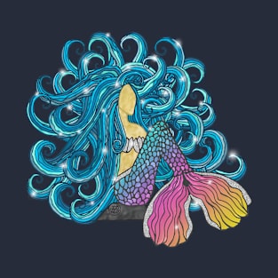 Blue Hair Rainbow Mermaid T-Shirt