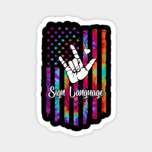 Sign Language American Flag 4th Of July Magnet