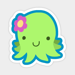 Green Flower Octopus Magnet