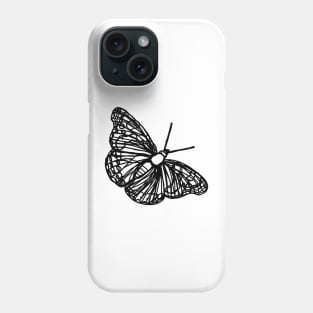 Butterfly line art black, no background Phone Case