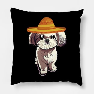 Cute dog shih tzu mexico cinco de mayo Pillow