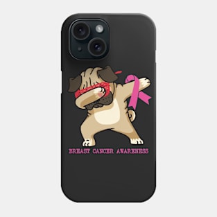 funny breast cancer awareness dabbing pug t shirt Phone Case