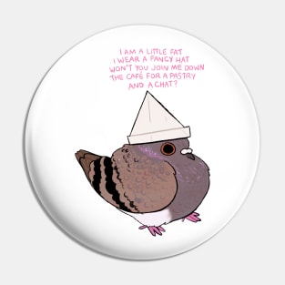 Hat Pigeon (With Text) Pin