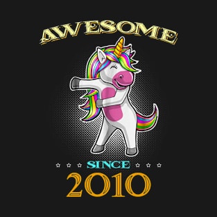 Awesome Since 2010 T Shirt Cute Unicorn Floss Birthday Gift T-Shirt