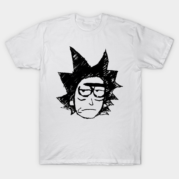 Rick And Morty Rick Sanchez Face Black On White Rick And Morty T Shirt Teepublic