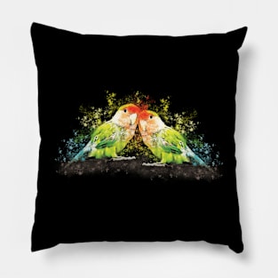 Lovebird parrot, pair of birds, watercolor Love Bird Pillow