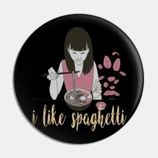 girl eating spaghetti Pin