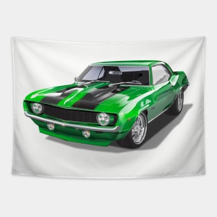 Chevy Camaro Muscle Car 1969 Green Tapestry