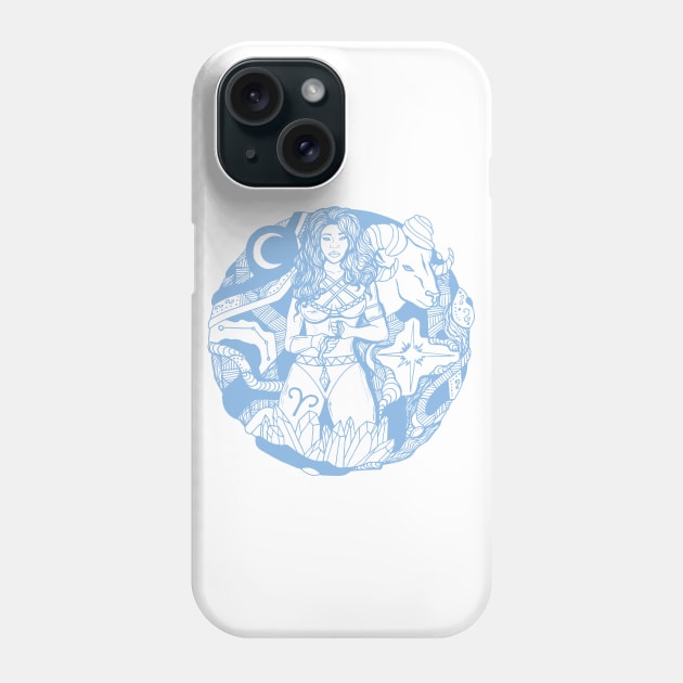 Light Blue Aries Beauty Phone Case by kenallouis