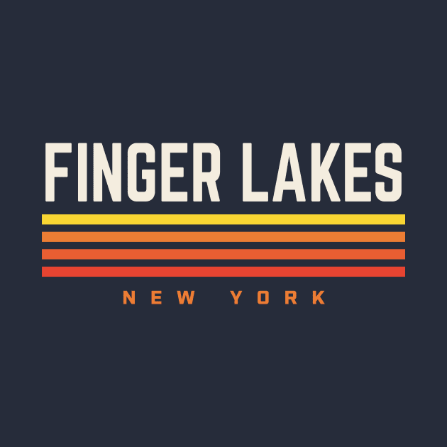 Finger Lakes New York Retro Vintage Stripes by PodDesignShop