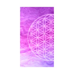 Flower of Life Pink Red Violet Watercolor Ombre Geometric Shape T-Shirt
