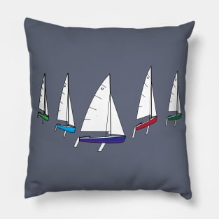 Flying Scot Sailboats Rounding a Mark Pillow