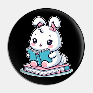 Cute rabbit reading book Pin